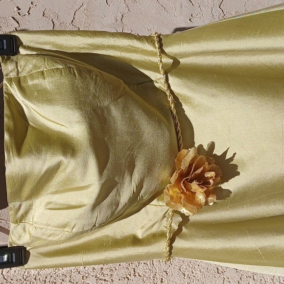 Hand Made Elegant Gold/lime Strapless Dress Sz Small - Picture 13 of 16